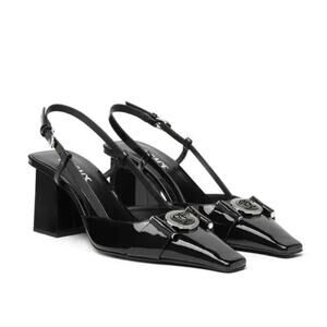 NIB Versace Medusa Slingback EU 37 US 7 Black Patent Leather Pumps $1,195